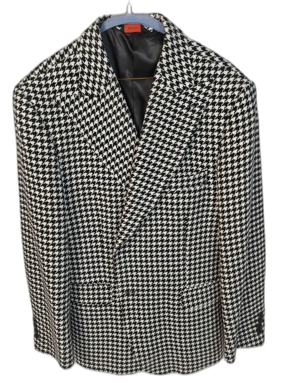Linea Uomo Men's 48R Black White Houndstooth Sport Coat Blazer 2 Button Classic